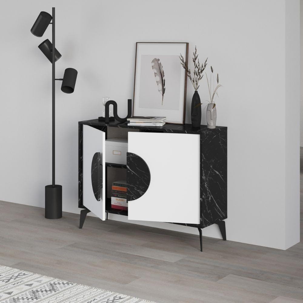 Madia 2 Ante 110x35,6x82 cm in MDF Gora Bianco