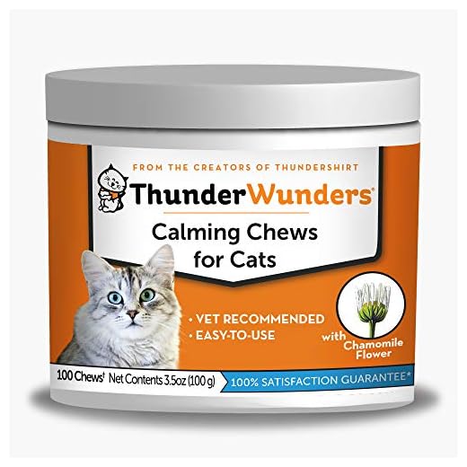 ThunderWunders Cat Calming Chews | Vet Recommended to Help Reduce Situational Anxiety | Great for Vet Visits, Travel, Separation Anxiety, Fireworks, Thunderstorms & More | 100 Count