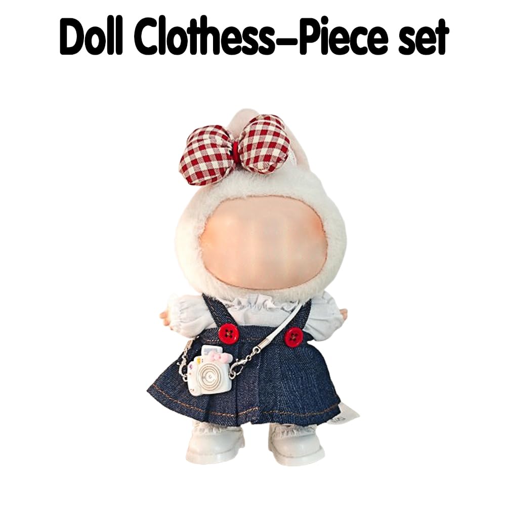 Seventh Girl Ropa De Muñeca Labubu – 2 Piezas: Overol Y Sombrero Para 15-17 Cm