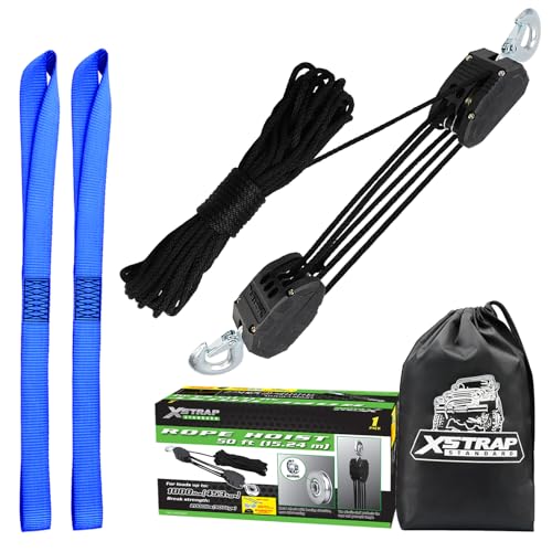 XSTRAP STANDARD Heavy-Duty 2,000LB 50 Feet Rope Hoist Pulley...