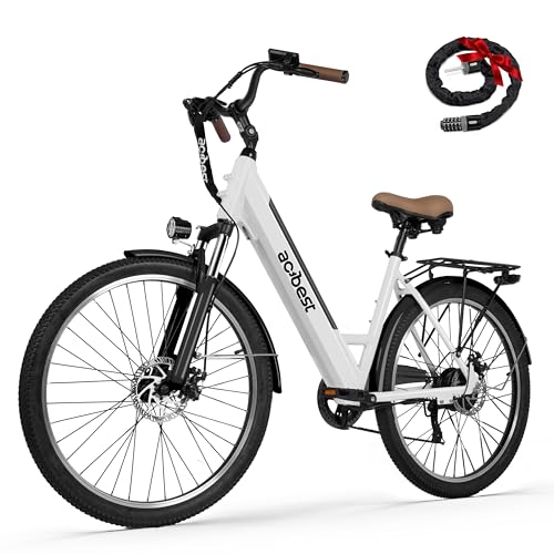 ACTBEST Core-Swept Electric Bike for Adults - 468Wh Removable Battery, 26 inch Step Thru Electric Bicycle, Peak 750W Brushless Motor Cityrun Ebike, with 7 Speed, E-Bikes White