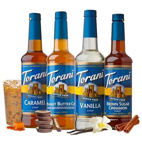 Torani Syrup Variety Packs, Sugar Free Coffee Favorites, 25.4 fl oz Bottle (Pack of 4)