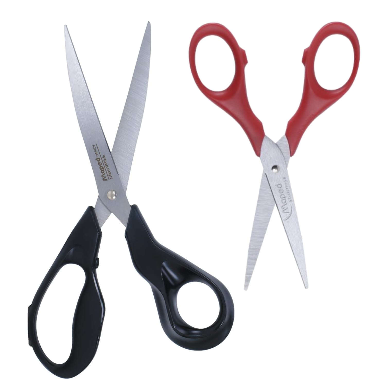 Maped Maped - Kit di forbici multiuso, per casa, cucina e ufficio, universale, 13 cm (rosso) e forbici Advance da 21 cm, impugnatura super confortevole, forbici in acciaio inox resistenti