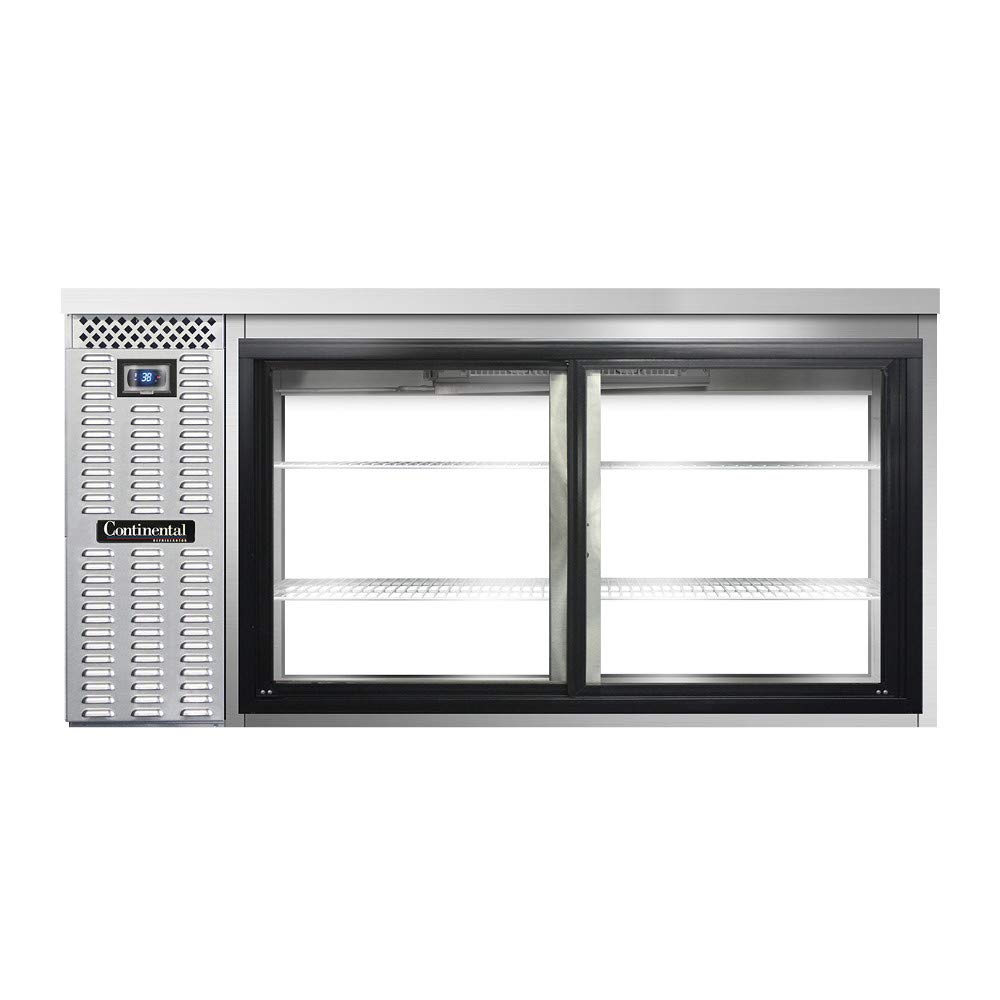 BBC69S-SS-SGD-PT Two Section Sliding Glass Door Refrigerated Pass-Thru Back Bar Cooler by Continental Refrigerator – Commercial Grade