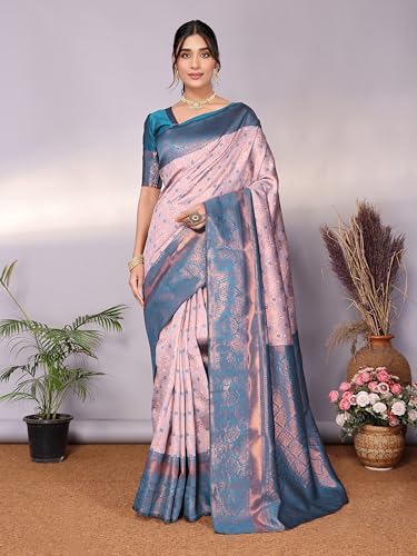 Image of Women's Kanjivaram Soft Silk Banarasi Saree With Blouse Piece | Banarasi Sari For Women | Saree with Blouse piece