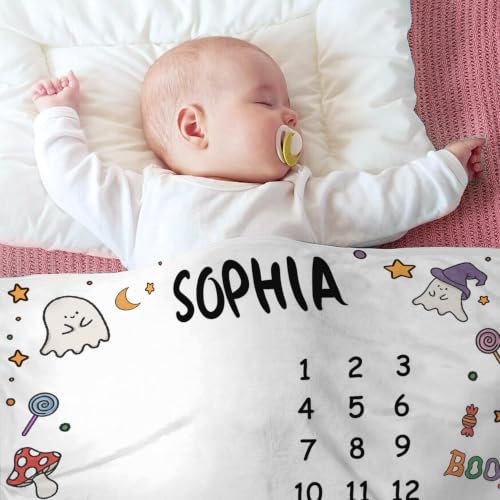 Image of OLIVE OLIVIA Personalized Monthly Baby Milestone Blanket,60 inchx80 inch | Baby Months Blanket, Perfect Custom Newborn Gifts With Star Frame