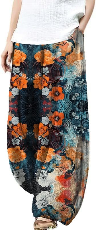 Summer Pants for Women 2024 High Waisted Cotton Linen Palazzo Pants Wide Leg Long Lounge Beach Trousers with Pocket