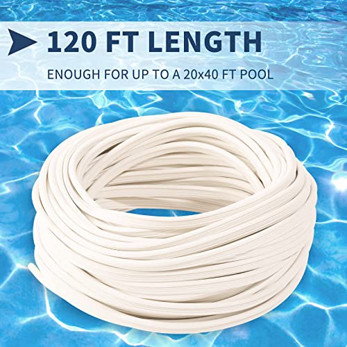 Swimming Pool Liner Locking Strips - 120Ft White Pool Bead Wedge Lock Roll, Pliable Plastic Flexible Pool Liner Repair Kit Fit For Most Above-Ground & In-Ground Swimming Pool Vinyl Beaded Liners #TOP4