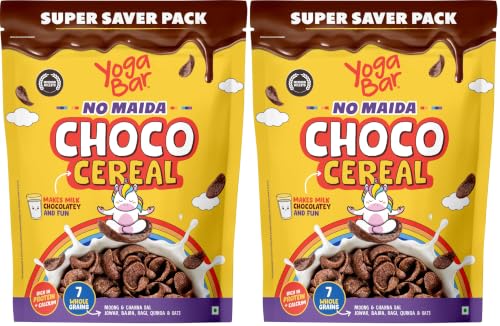 Image of Yogabar no maida choco for Breakfast, Zero Maida, Delicious Chocos for Kids & Adults, Protein Food, 0 Added Preservatives, Contains Jowar, Bajra, Ragi, Quinoa & Oats, 850g (Pack of 2)