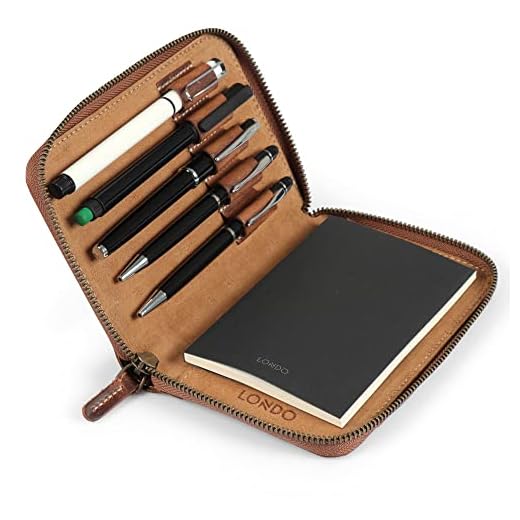 Londo Genuine Leather Padfolio with Pencil Holder Notepad and Zipper Closure (Cannella)