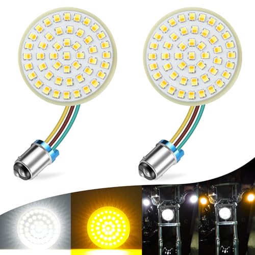 Image of Extremely Bright Front Turn Signals & Running Switchback LED Lights Panel with 1157 Base Compatible for Harley Dyna Street Glide Road King, Motorcycle Accessories, White /Amber