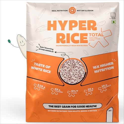 Image of RealNutriCo Hyper Rice, 2X High Protein Rice 950gm | Low Carb High Dietary Fiber White Rice | For Whole Family | Better Portion Control | Non GMO | 14X Nutrition Boost