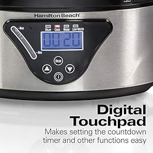 Hamilton Beach Digital Electric Food Steamer & Rice Cooker for Quick, Healthy Cooking for Vegetables and Seafood, Stackable Two-Tier Bowls, 5.5 Quart, Black & Stainless Steel Hamilton Beach Digital Electric Food Steamer Rice Cooker for Quick Healthy Cooking for Vegetables and Seafood Stackable Two Tier Bowls 55 Quart Black Stainless Steel