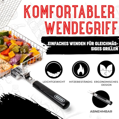 SHIZZO Grillkorb, Barbecue-Bbq-Grillkorb, Große Faltbare Grillkörbe Aus Edelstahl Mit Griff, Tragbarer Outdoor-Camping-Grillrost Für Fisch, Garnelen, Gemüse