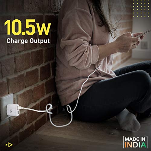 Image of Flix (Beetel) Rise 2.1 10W Dual USB Smart Charger, Fast Charging Power Adaptor with Cable for All iOS and Android Devices, Samsung Galaxy S3, Samsung Galaxy S6, Apple iPhone 6 (White) - Xwc-62D