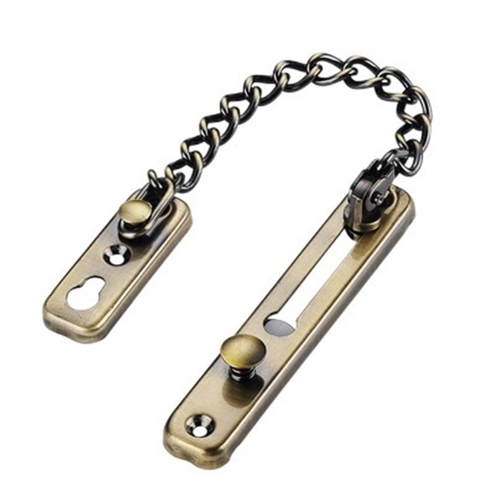 Lkfjnhepf Green Bronze Door Chain 304 Stainless Steel Anti-Theft Door Chain Latch Silver Bronze Gold Black Lock Security Hardware(Green Bronze)