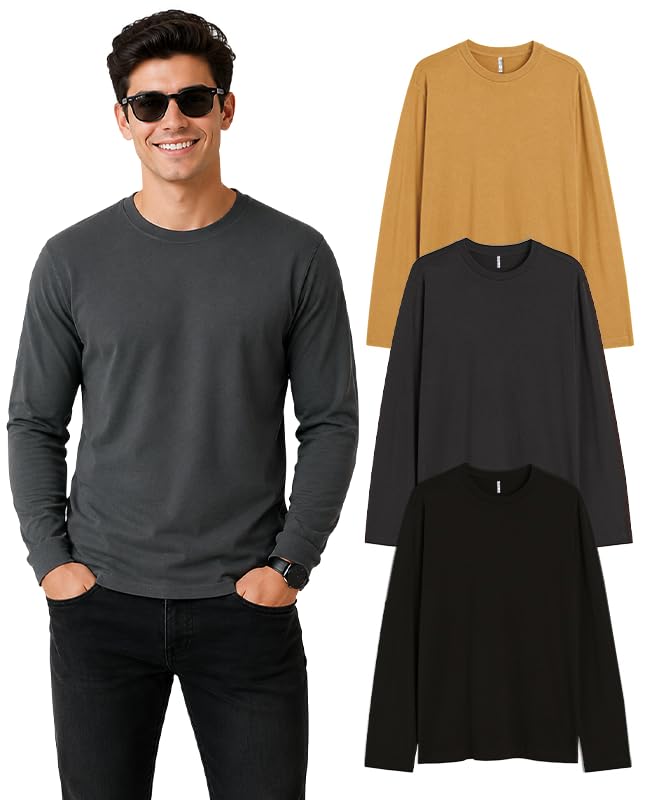Image of Sleepynuts Regular fit Cotton Full Sleeve Plain T-Shirt for Men (Pack of 1,2,3 Size Small to 3XL)