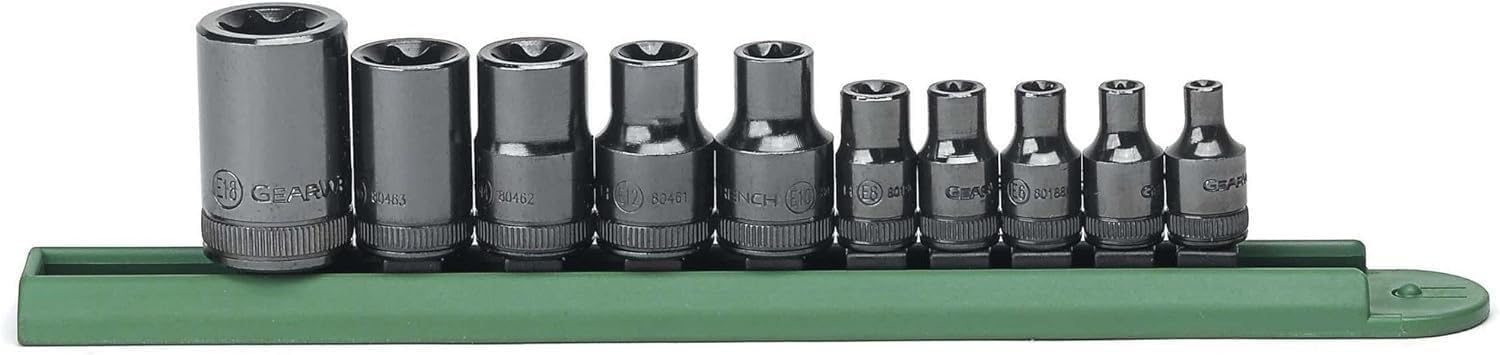 KD Tools KDT80582 10 sztuk 1/4 3/8 i 1/2 cala zestaw zewnętrznych gniazd Torx