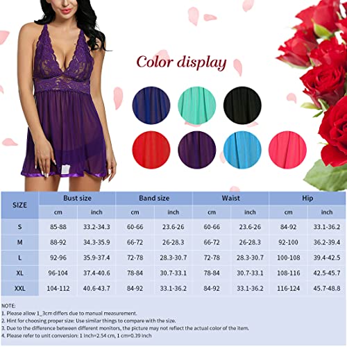 Voqeen-Mujeres-Atractivo-Body-de-encaje-Lenceria-Semitransparente-sexy-Babydoll-sin-mangas-para-mujer-Ropa-de-dormir-Interior