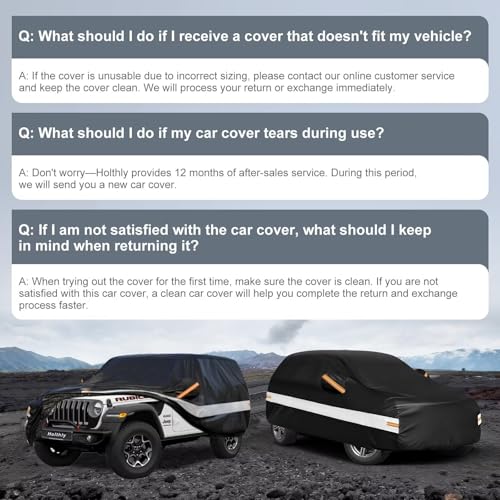 Image of 10 Layers Car Cover Custom Fit for Jeep Wrangler 2Door 2dr, Waterproof All Weather for Automobiles, Outdoor Full Cover Sun Dust Rain Protection with Cotton. Black