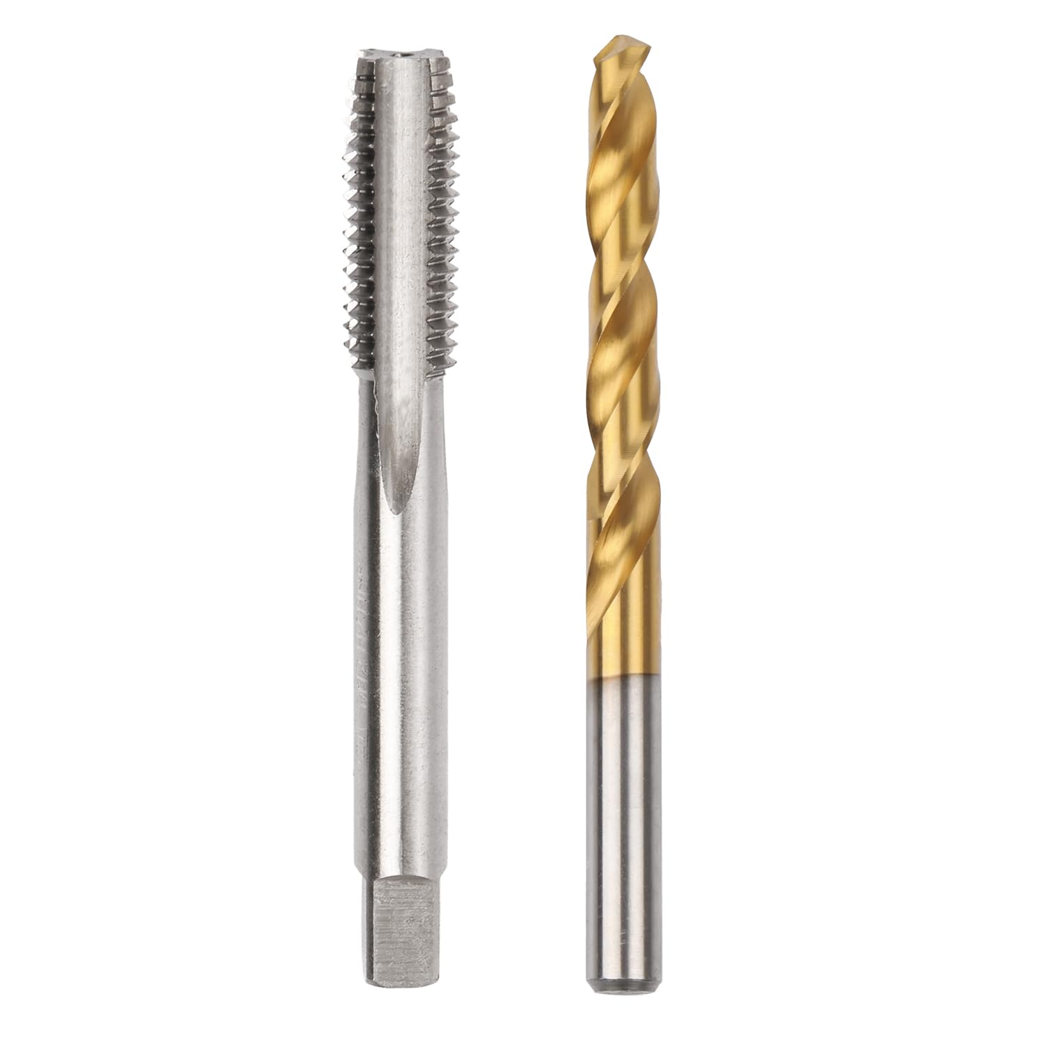 M10 x 1 Straight Flute Thread Tap and 9mm Twist Drill Bit Set, HSS 6542 Titanium Coated Machine Screw Tap & Metal Drill Bit for Threading & Drilling