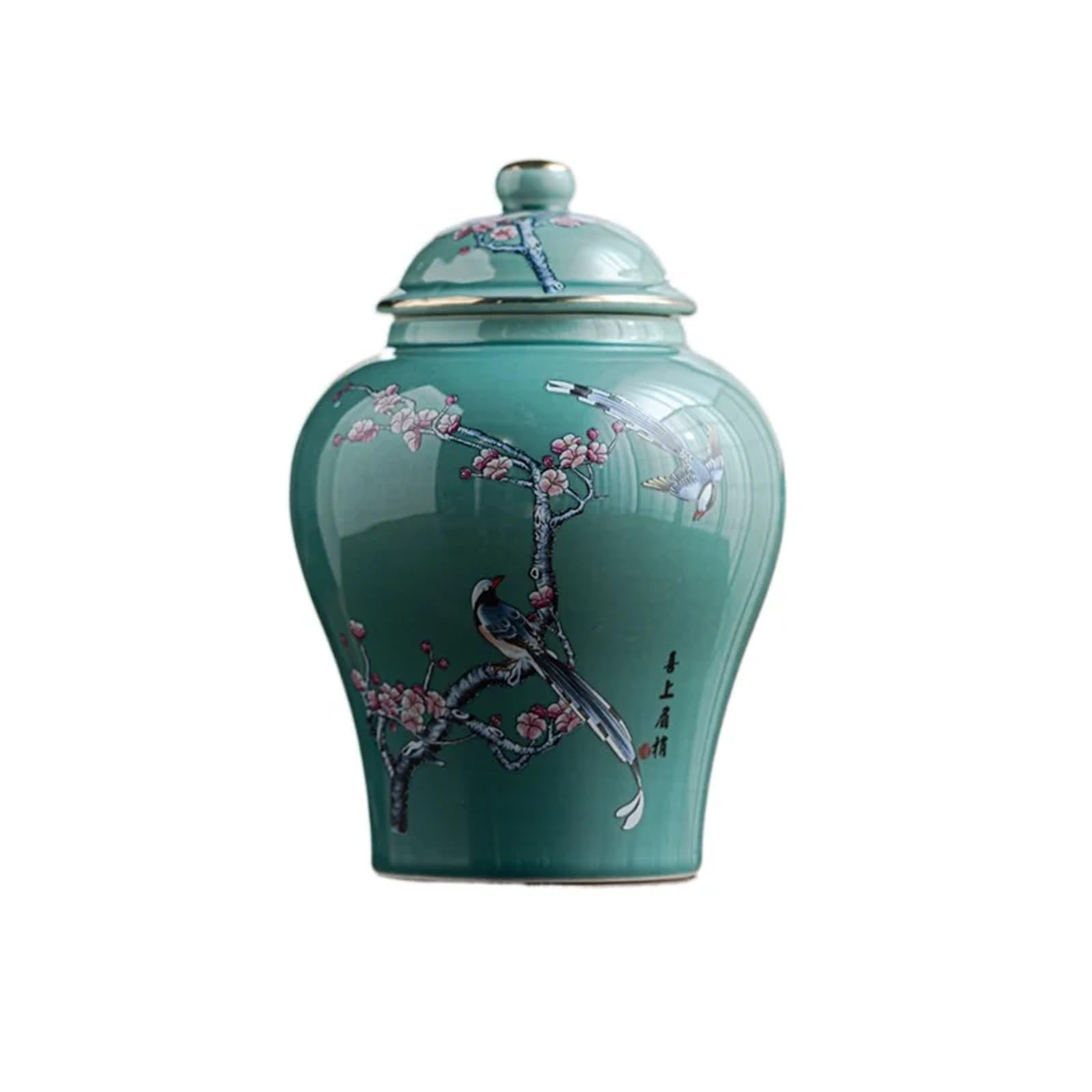 Tarro de Té de Cerámica Almacenamiento sellado del ornamento de la sobremesa tarro té cerámica bobina floral planta(D)