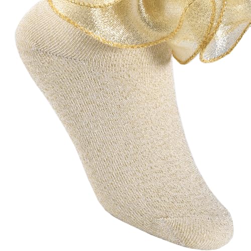 4 Pairs Girls Ruffle Socks Big and Shimmering Lace Sock Ruffled Dress Socks for Girl Toddler3