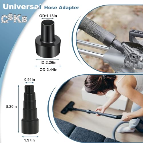 Image of 12 Pcs Universal Vacuum Attachment Kit, Vacuum Hose Adapter, 1-1 /4 inch Vacuum Cleaners Accessories with Horse Hair Brush Extension Wand Wheeled Floor Brush Flexible Crevice Tool