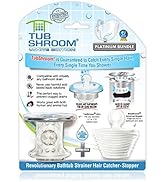 TubShroom Tub Drain Hair Catcher Combo Pack with Silicone Stopper, White Chrome – Drain Protector...
