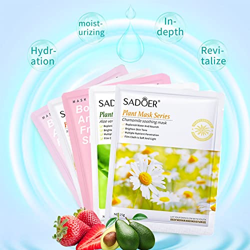Kowloon 24 Combo Pack Face Facial Mask, Natural Skincare Spa Facial Mask Set For Teen Girls - Moisturizing, Hydrate, Face Mask Sheet Nourishing, Cleansing, Soothe #TOP3