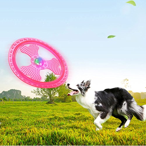 Wandrola Flying Disc Dog Sport Toy With Flashing Led Lights, Light Up Pet Disk For Ultimate Night Time Play, Blue #TOP5