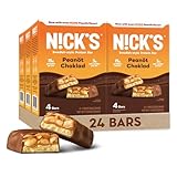 Nick's Swedish-Style Snack Bar, Keto Protein Bar, 24 count, 15g Protein, Low Carb, Low Sugar, Meal Replacement Bar, Keto-Friendly Snack, Chocolate Peanut