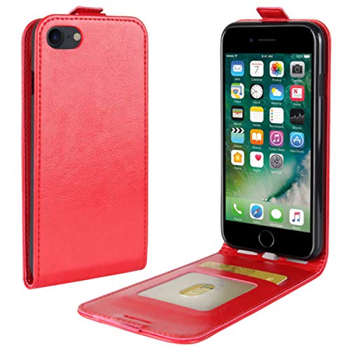HualuBro Coque pour iPhone SE 2020, iPhone 8 Coque, iPhone 7 Coque, Protection Housse en Cuir PU Portefeuille Flip Cover Case Antichoc Magnétique Etui pour iPhone SE 2 SE2 Coque (Rouge)