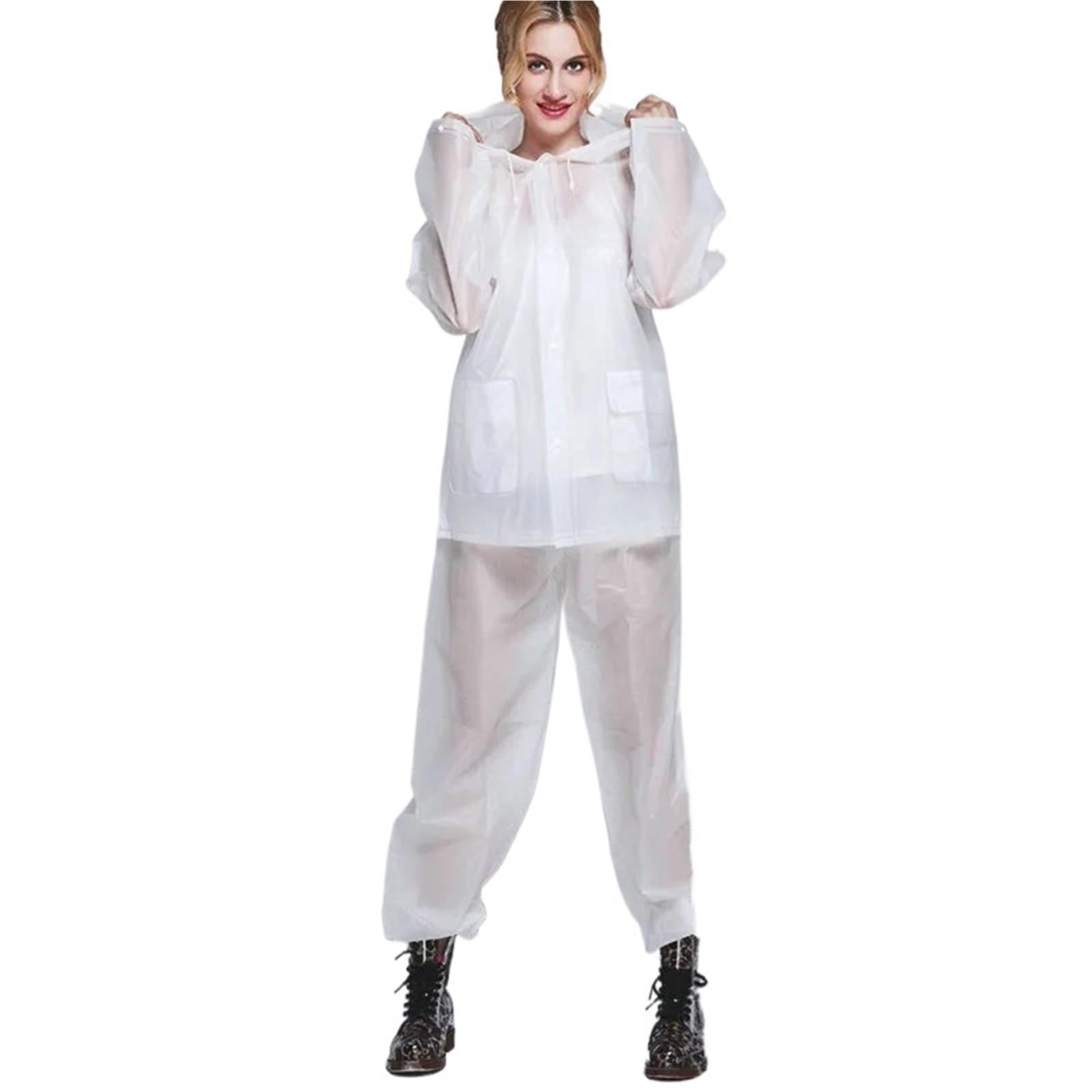 Imperméable transparent for moto et vélo électrique for adultes, pantalon de pluie, ensemble imperméable poncho épais for femmes Pour Camping,Randonnée