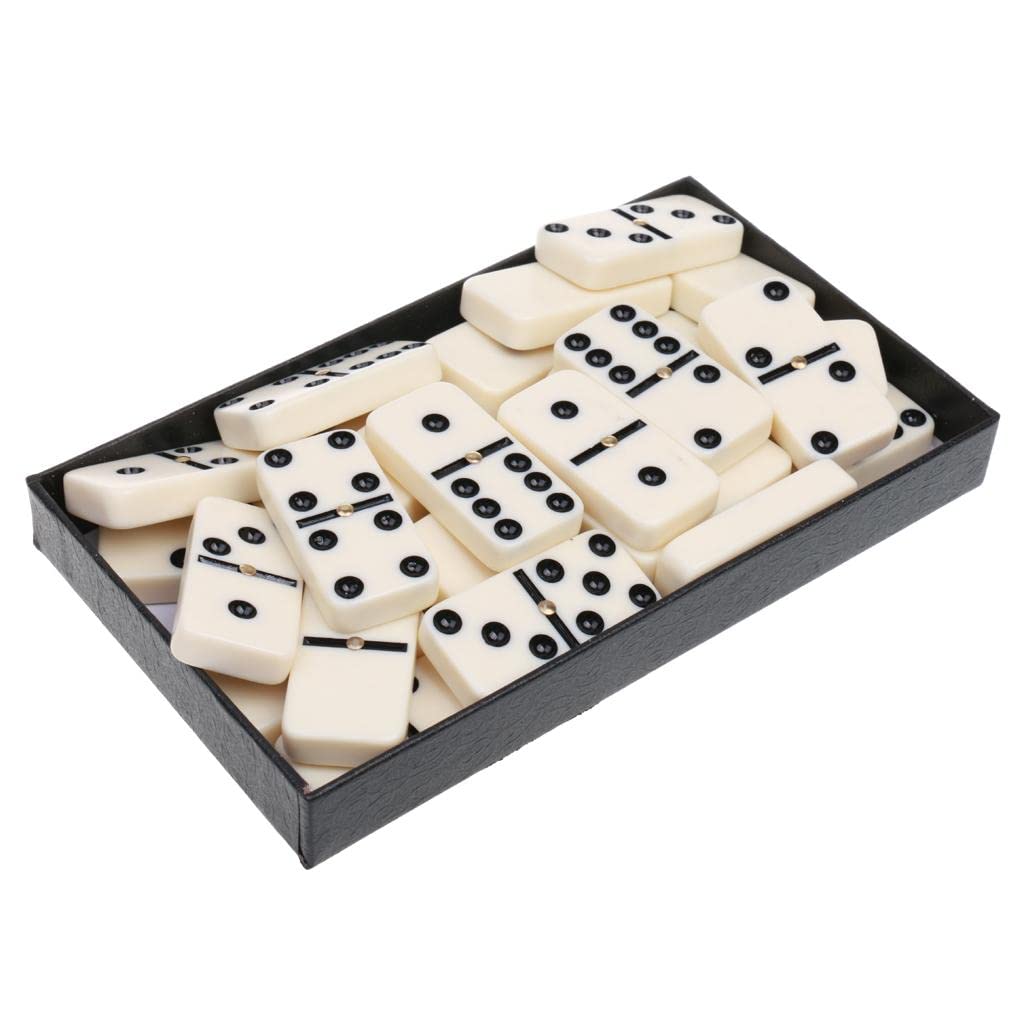 Gralara 28 Stück Set Klassisches Spiel Dominosteine Spielzeug Geschenk Funktion Traditionelles Doppelsechs mit Eisen Verstärkt Inklusive Papierb, Multi, wie beschrieben