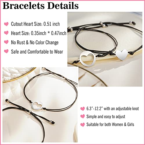 Tarsus 2/3/4 Pcs Mother Daughter Bracelets, Matching Heart Mothers Day Jewelry Gifts for Mom Daughter Women Girls3