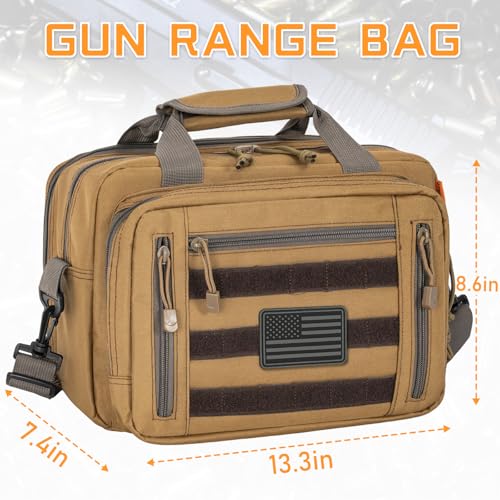 Image of Pistol Case, Gun Range Bags For 2 Pistols 6 Magazines Carrying Shooting Bag with Lockable Zipper for Shooting Range Outdoor Hunting
