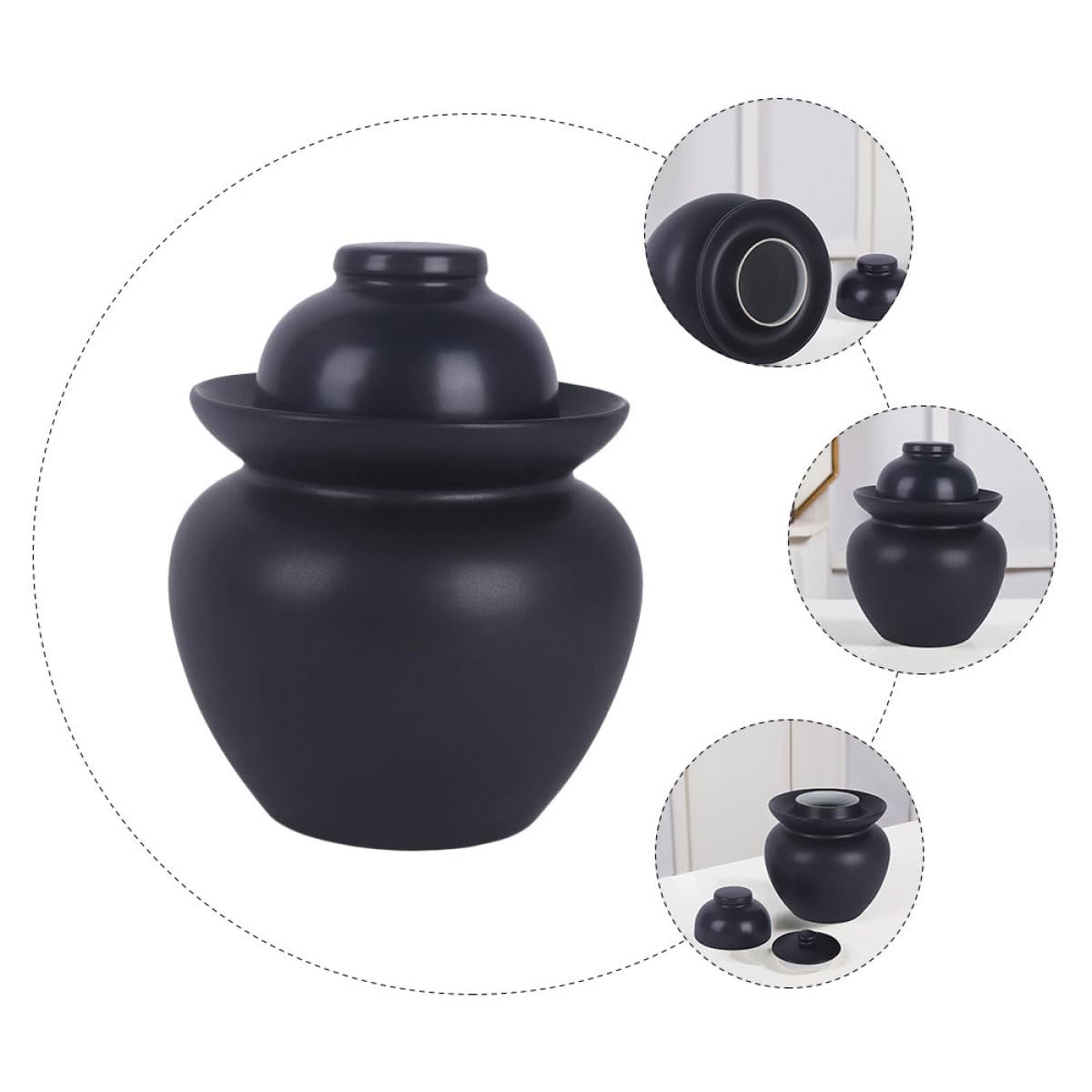 Mipcase Tarro de Cerámica Sellado Negro Tapa Bote Hermético para Almacenar Alimentos y Encurtidos Recipiente para Conservación en Cocina y Hogar Diseño Práctico y Resistente 1 Unidad