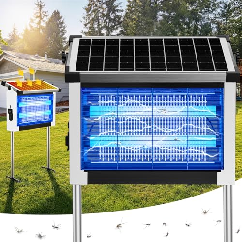 Image of Solar Bug Zapper Outdoor, 4500V Solar Mosquito Zapper for Outdoor & Indoor, 1 /2 Acre Coverage Cordless Rechargeable Electric Fly Zapper, IPX5 Waterproof Mosquito Traps for Backyard, Patio, Camping