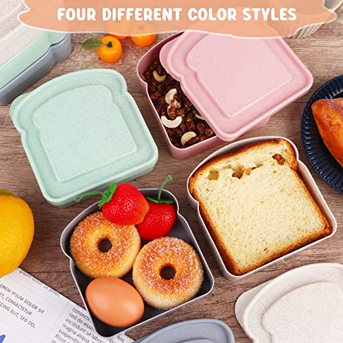 Ruiyele 8 Pcs 20 Oz Toast Shape Sandwich Box Food Storage Containers For Lunch Boxes Plastic Sandwich Holder With Lid Microwave & Dishwasher Safe, For Kids Or Adults For Bread Meal Food Storage #TOP4