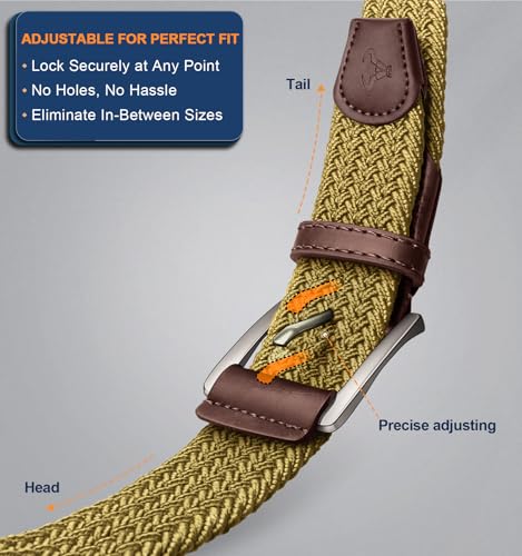 Image of BULLIANT Men's Woven Braided Stretch Web Golf Belt 1 3 /8 inch-Gift Boxed