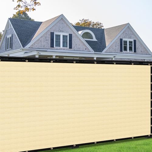 SHADEWIZ 7' x 8' Custom Size Beige Privacy Screen Fence