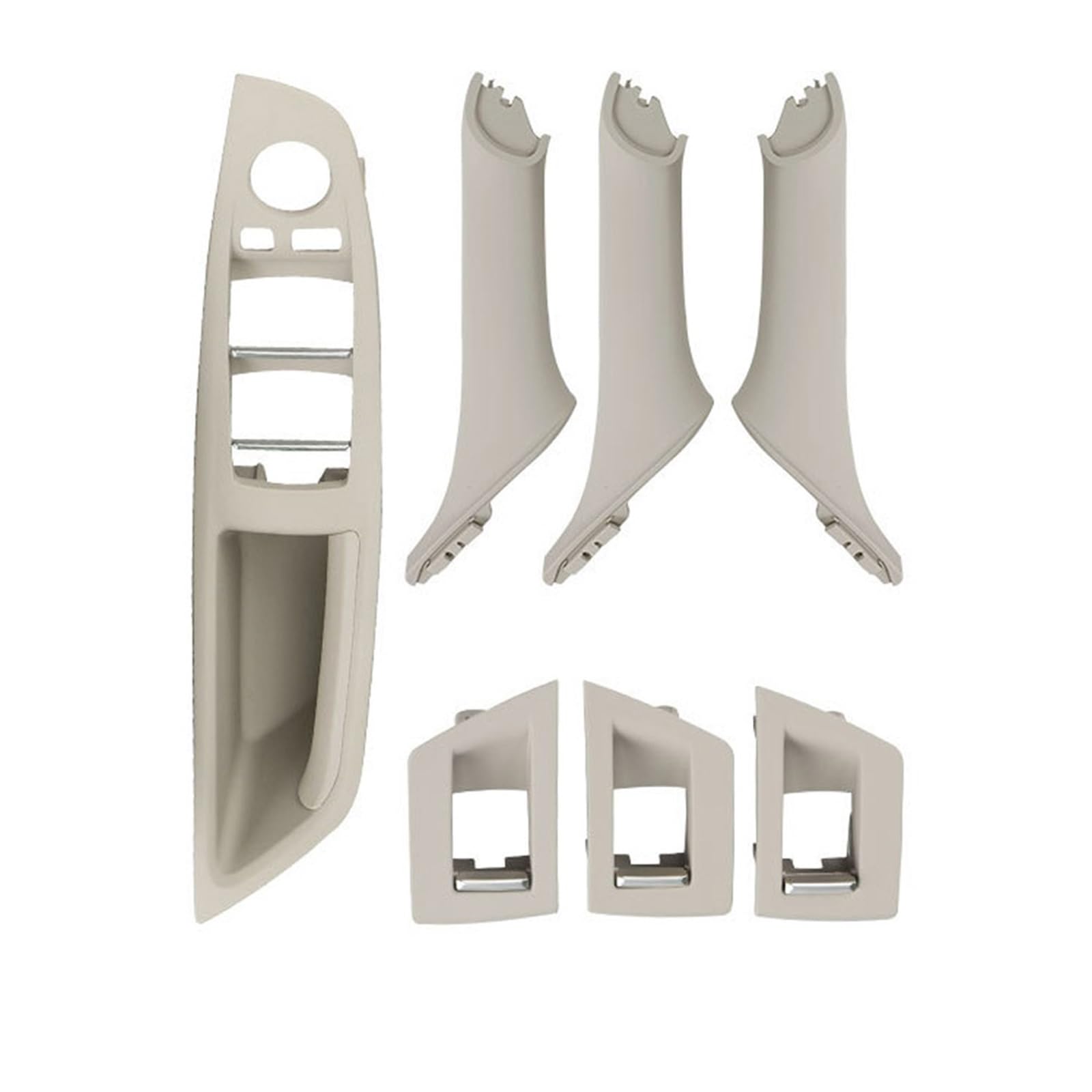OEXRIGRU Car Interior Door Handles for BMW 5 Series F10 F18 LHD Car Interior Door Handle Plate Decorative Cover 7pcs(Beige White)