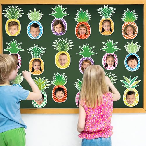 Image of gisgfim 80Pcs Summer Cutouts Pineapple Decoration Bulletin Board Luau Tropical Paper Cut-Outs Classroom Decor for DIY Craft Photo Wall Summer Hawaiian Beach Kindergarten Preschool Party Favor Supply