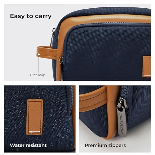 Image of MOKOBARA The Wonder Kit Small Travel Pouch Nylon and Vegan Leather Everyday Carry Organizer Water Resistant Cosmetic Makeup Pouch with Zipper Pockets for Men and Women (Coastline)