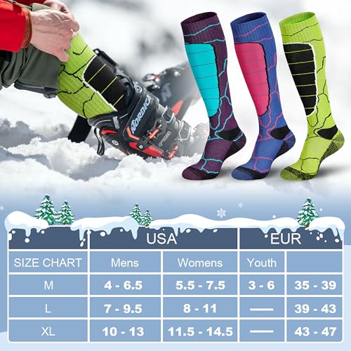 Image of Hylaea Merino Wool Ski Socks, Cold Weather Socks for Snowboarding, Snow, Winter, Thermal Knee-high Warm Socks, Hunting