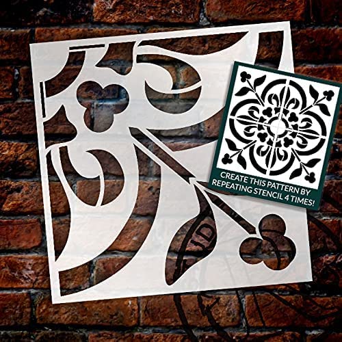 Ivana's Quatrefoil Flower Tile Stencil | Reusable Quarter Pattern | Bathroom Floor & Wall | DIY Kitchen Backsplash | Size (10 x 10 inch)
