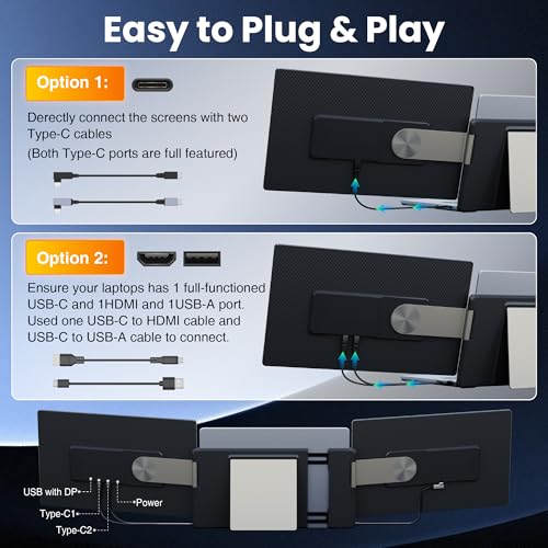 Image of Upgraded Detachable 15.6 inch Laptop Screen Extender,FHD 1080P IPS Triple Portable Monitor for Laptop, Multiple Screens Design Monitor Extender for 13 inch-17.3 inch Laptops (Mac, Wins, Android, Dex)
