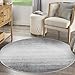 Wonnitar Modern Ombre Round Rug 4ft, Washable Grey Round Kitchen Area Rug Non-Slip Soft Circle Entry Throw Mat, Contemporary Non-Shedding Low Pile Carpet for Bedroom Laundry Bathroom (Grey, Round 4ft)