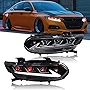 New Headlamps for 2018-2022 Honda Accord Headlights Assembly Lexus Style Demon Eye 10th Gen Accessories Pair Dual Led Halo Housing Projector Lens Animation Sequential Turn Signals Retrofit Replacement